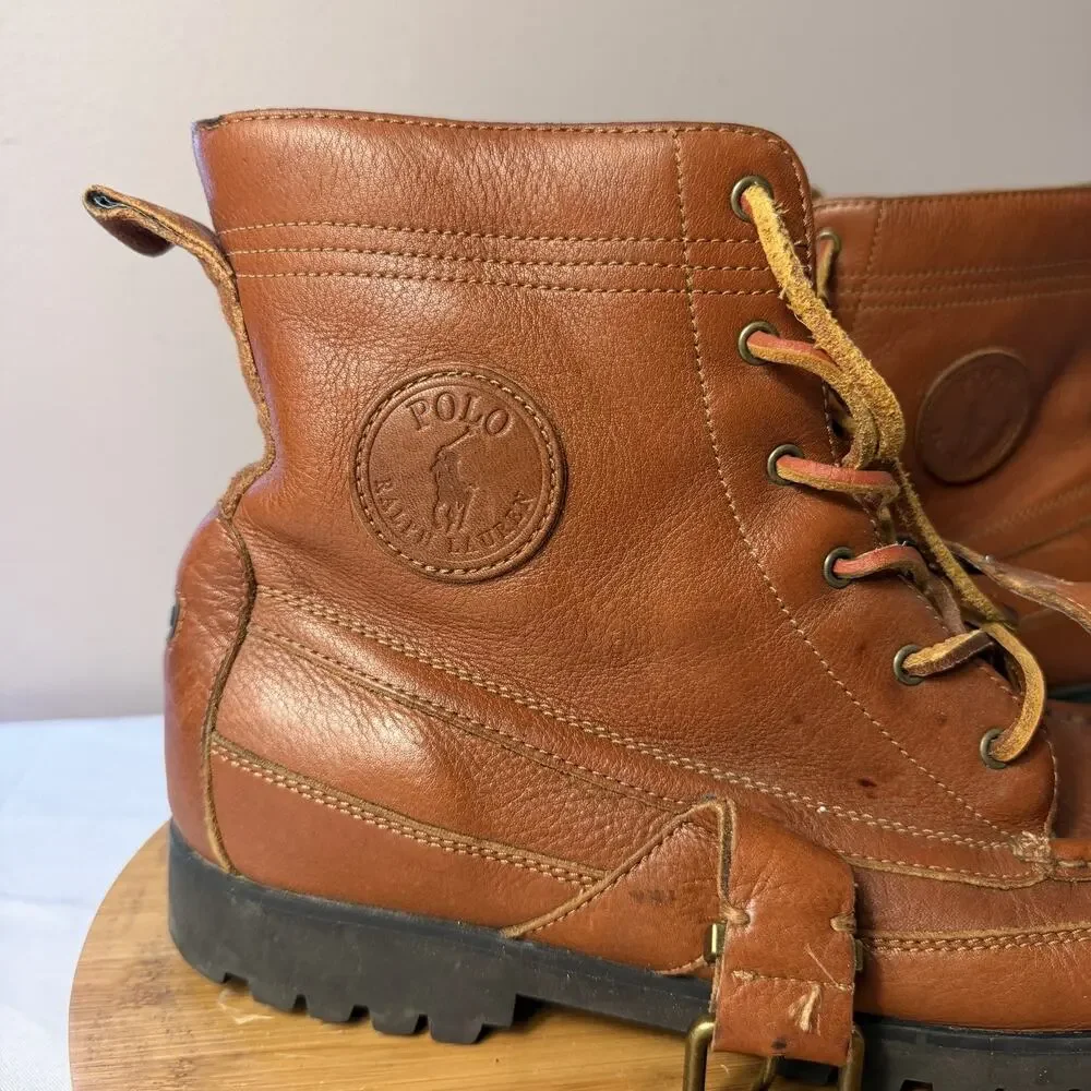 Polo Ralph Lauren Men's Size 12 Brown Leather Ranger Combat Boots